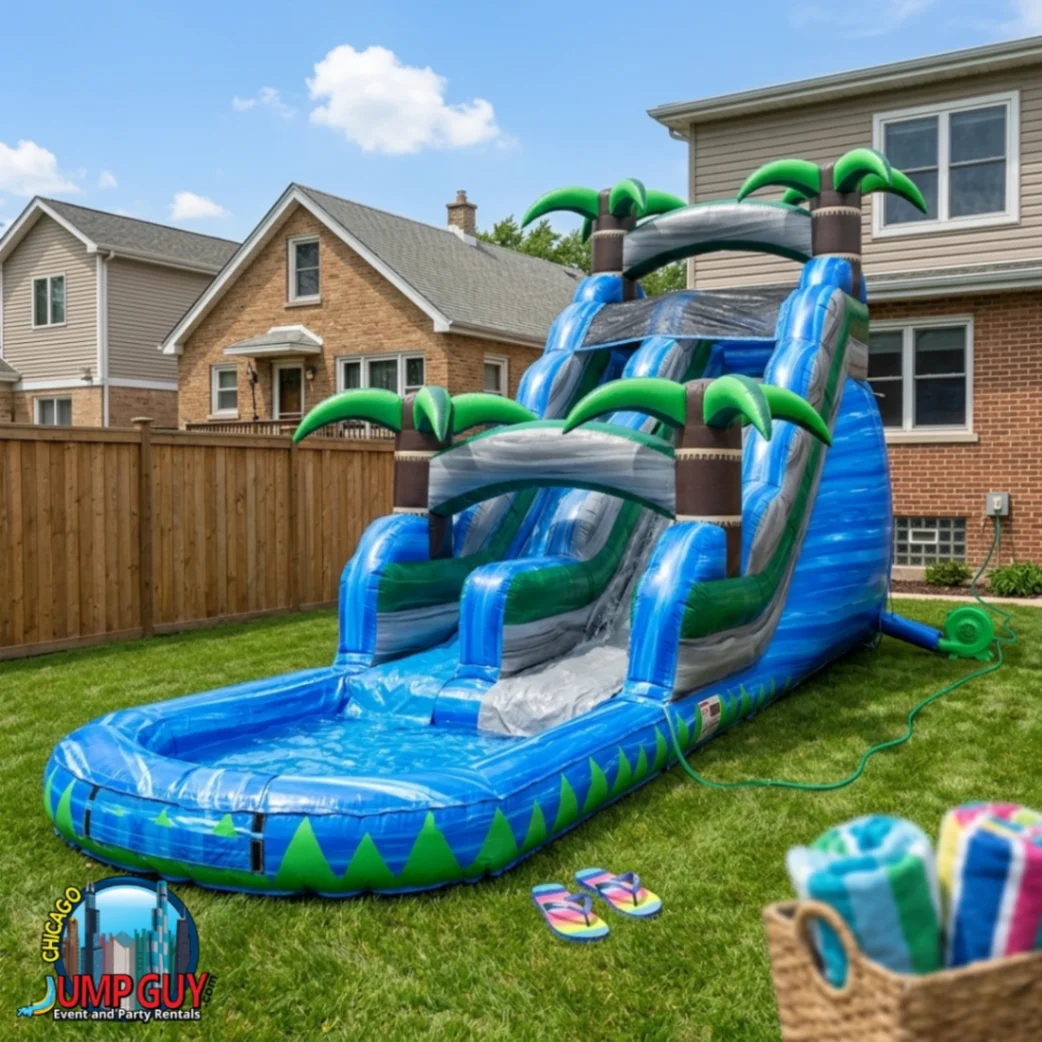20Ft Blue Crush Water Slide rental for Deerfield IL events in ZIP code 60015