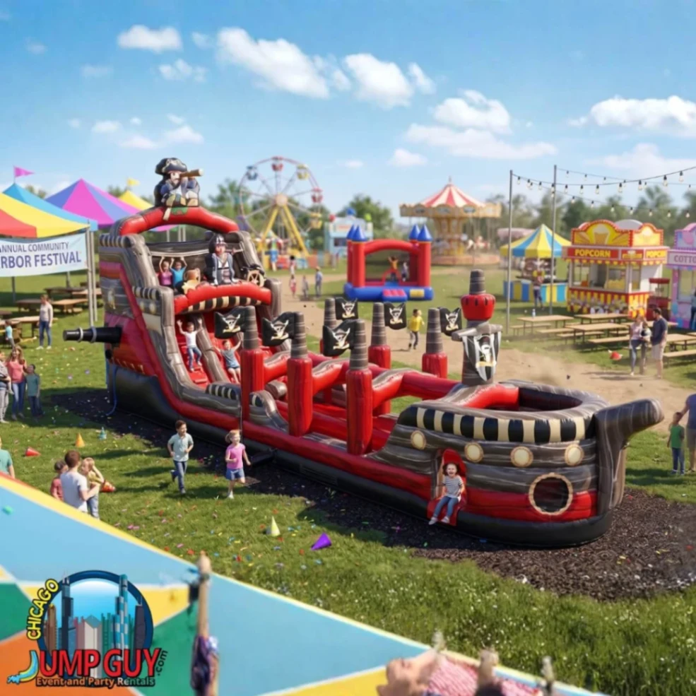 22Ft Black Pearl Dual Lane Pirate Water Slide rental for Deerfield IL events in ZIP code 60015