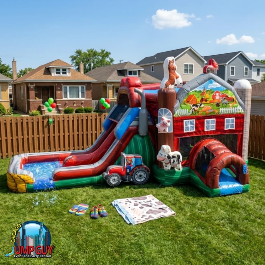 Barnyard Farm Bounce Slide Wet Featured rental for Deerfield IL events in ZIP code 60015