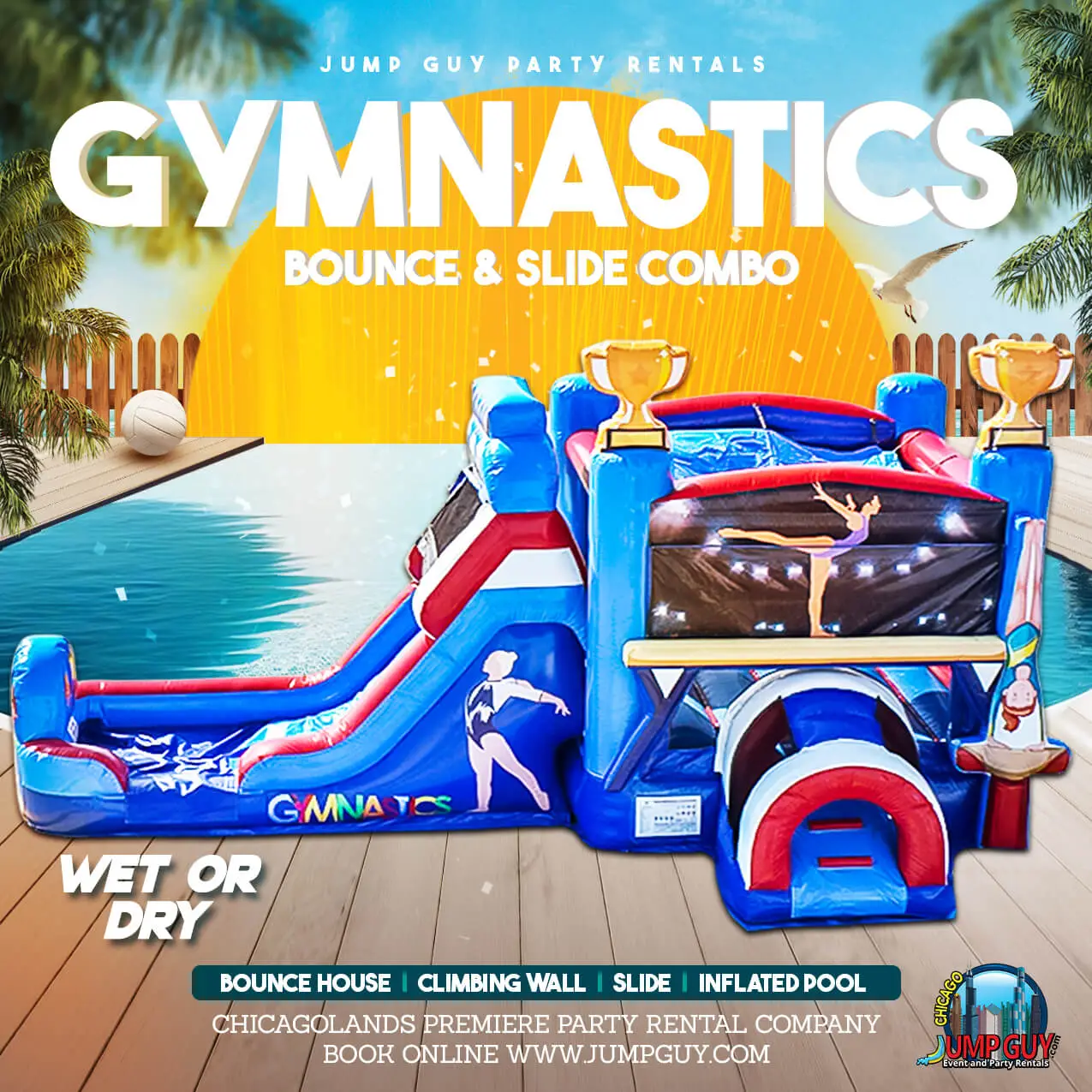 Gymnastics Bounce House Slide rental for Deerfield IL events in ZIP code 60015