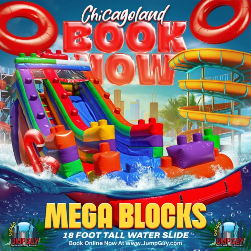 Mega Blocks 18Ft Water Slide rental for Deerfield IL events in ZIP code 60015
