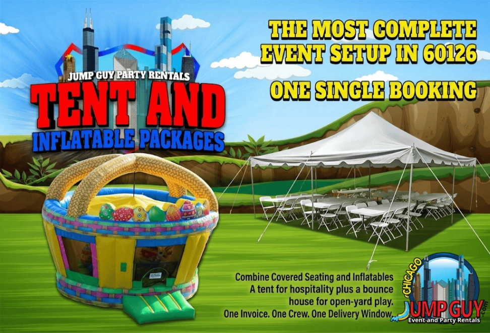 Tent And Inflatable Package Grid rental for Deerfield IL events in ZIP code 60015
